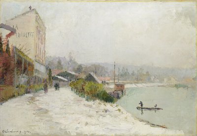 Die Seine bei Bas-Meudon, Schneewetter, 1900 von Albert Charles Lebourg